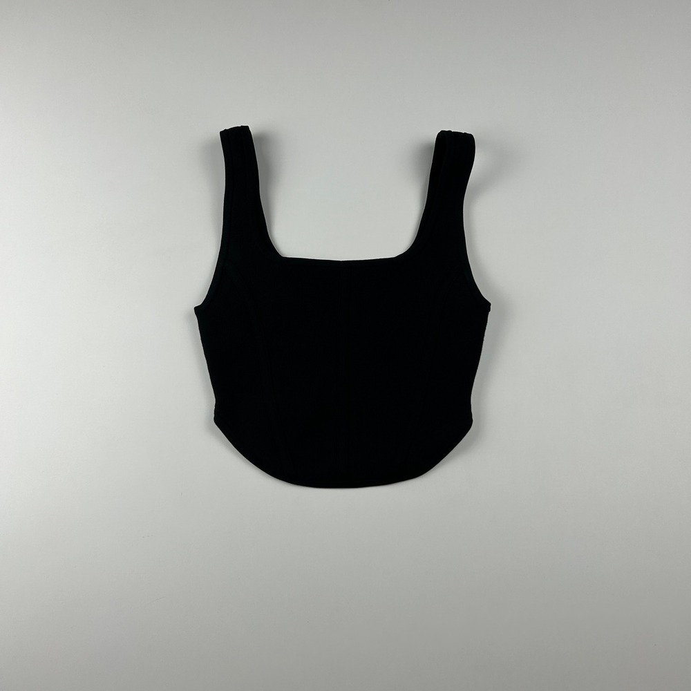 Aritzia Babaton Women's Black Sculpt Knit Bustier Cropped Tank Top Size XS